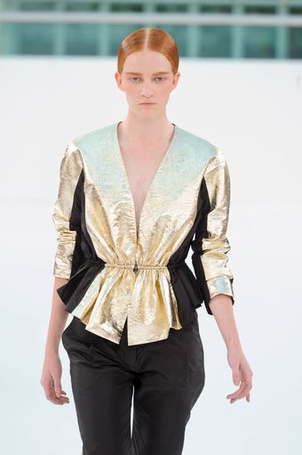 Spring 2012 Black & Gold Cinched Waist Top 
