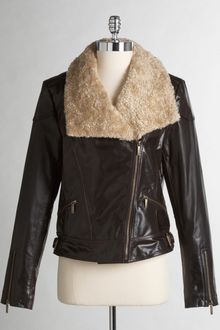 Laundry By Shelli Segal Asymmetrical Zip Leather Jacket - Lyst
