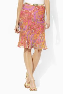 Lauren by Ralph Lauren Carlotta Silk Paisley Skirt - Lyst
