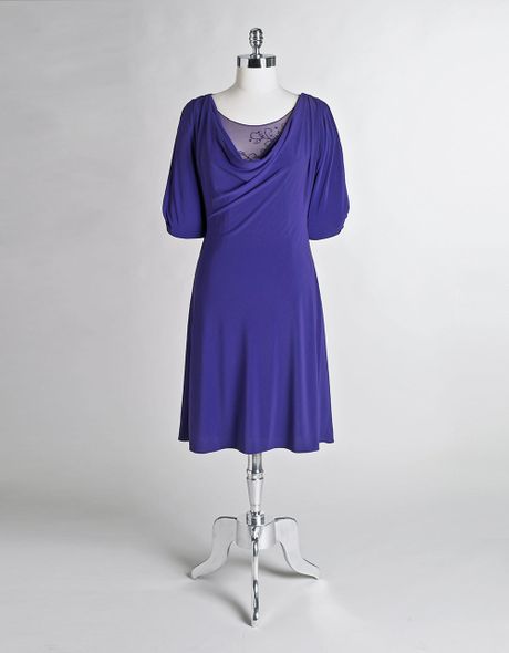Patra Open-shouldered Cowlneck Cocktail Dress in Purple (concord)