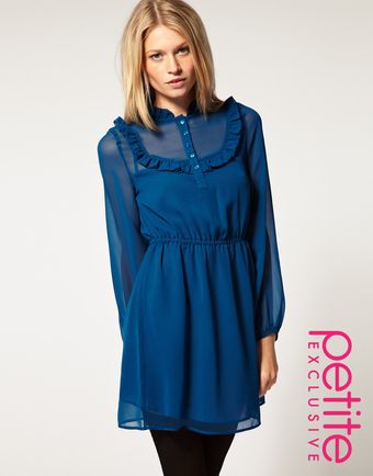  Asos Petite Exclusive Dress with Ruffle Bib Waist 
