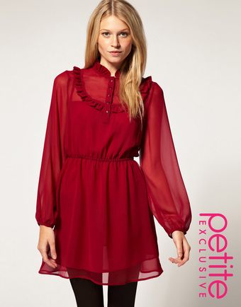  Asos Petite Exclusive Dress with Ruffle Bib Waist 