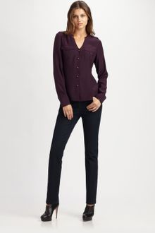 Lafayette 148 New York Gabby Matte Silk Blouse - Lyst