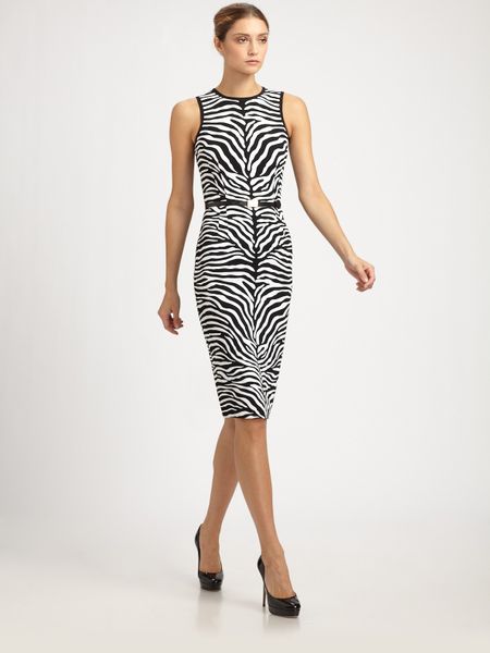 Michael Kors Zebra Print Dress in Black - Lyst