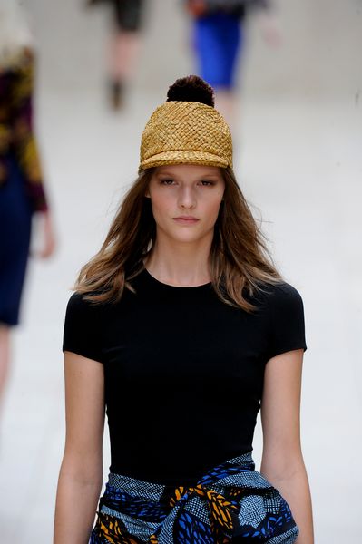 Burberry Prorsum Spring 2012 Raffia PomPom Hat in Beige - Lyst