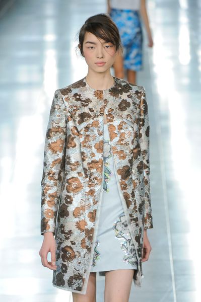 Christopher Kane Spring 2012 Gray Mini Cocktail Dress With Silver Flower Print in Gray - Lyst