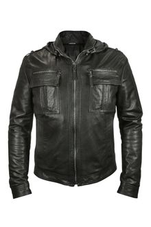 Forzieri Mens Black Leather Motorcycle Jacket - Lyst