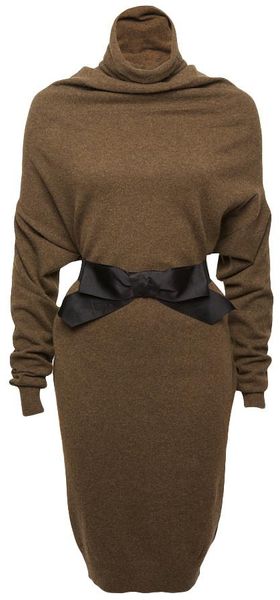 Lanvin Draped Turtleneck Dress - Lyst