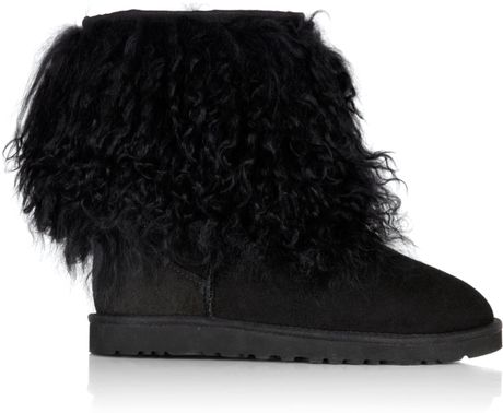 Ugg Black Sheepskin Cuff Boot in Black | Lyst