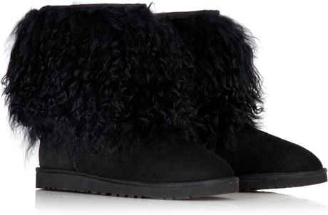 ugg short sheepskin cuff boot black