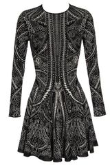 Alexander McQueen Wool-silk Jacquard Dress with Full Skirt