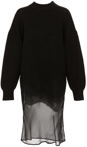 Alexander Wang Silk Chiffon Paneled Wool Dress - Lyst