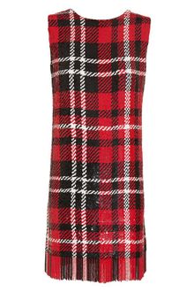 Ashish Tartan Sequin Shift Dress with Fringing - Lyst