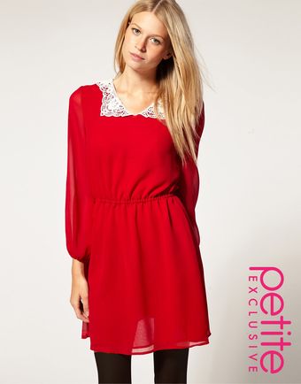  Asos Petite Exclusive Mini Dress with Crochet Collar 