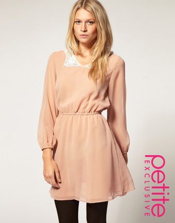  Asos Petite Exclusive Mini Dress with Crochet Collar 