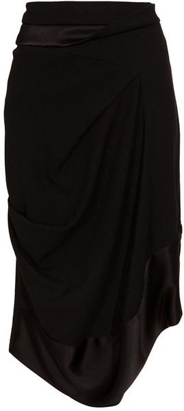 Balenciaga Draped Virgin Woolblend Skirt in Black - Lyst
