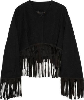  Limora Suede-fringed Wool-felt Jacket 