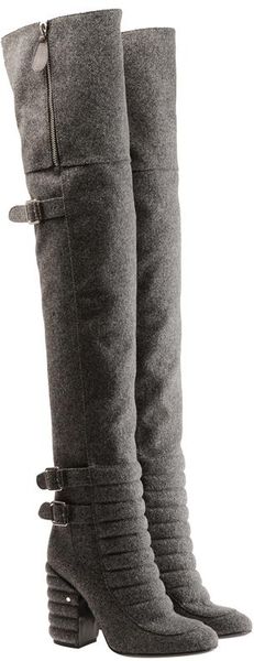  Saude Thigh-high Wool Flannel Boots 