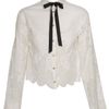Meadham Kirchhoff Roseta Cropped Silk Shirt with Lace Inserts in White (ivory) - Lyst