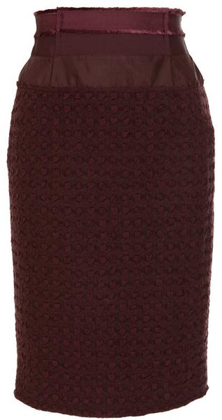  Wool-blend Pencil Skirt with Woven Ribbon 