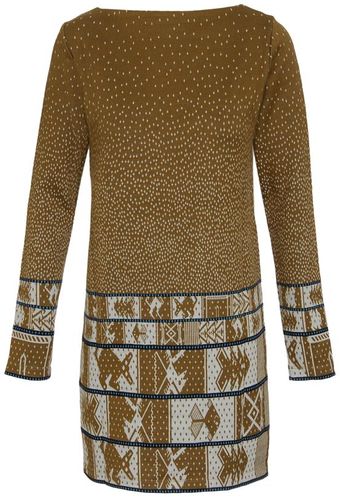  Printed Wool and Cotton-blend Knit Dress 