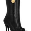 Versace Nappa Leather Peeptoe Boots in Black - Lyst
