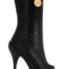 Versace Nappa Leather Peeptoe Boots in Black - Lyst