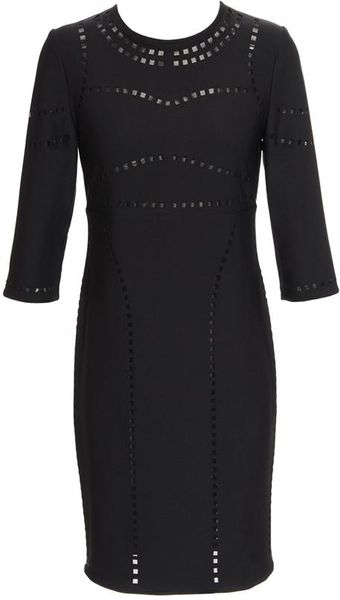 Yasmin Kianfar Laser Cut Pencil Dress with Powermesh Lining - Lyst