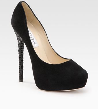 Jimmy Choo Crystal-heel Suede Pumps - Lyst