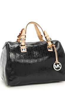 Michael by Michael Kors Jet Set Grayson Large Monogrammed Satchel, Black - Lyst