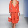 Alberta Ferretti Spring 2012 Leather Collared Coral SkirtSuit with Pleated Skirt in Orange (gold, orange) - Lyst