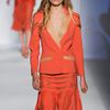Alberta Ferretti Spring 2012 Leather Collared Coral SkirtSuit with Pleated Skirt in Orange (gold, orange) - Lyst