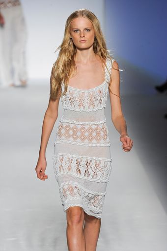 Alberta Ferretti Spring 2012 Sleeveless White Beaded Lace Dress   - Lyst