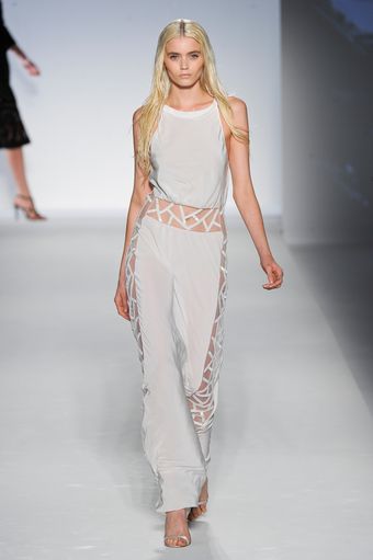 Alberta Ferretti Spring 2012 White Maxi Dress with Sheer Embellished Panels - Lyst
