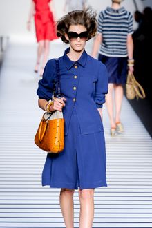 Fendi Spring 2012 Blue Long Sleeve Buttoned Up Jacket  - Lyst