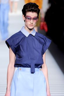 Fendi Spring 2012 Blouse with Tie Front Detail - Lyst
