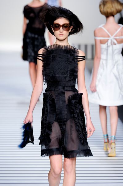 Fendi Spring 2012 Apronfront OffTheShoulder Top in Black - Lyst
