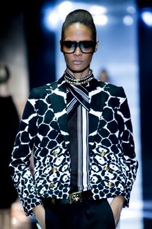 Gucci Spring 2012 Black And White Print Short Boxy Jacket With Gold Buttons - Lyst