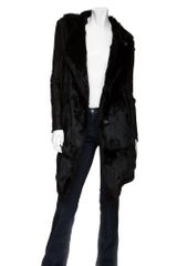 Helmut Lang Leather and Fur Combo Coat