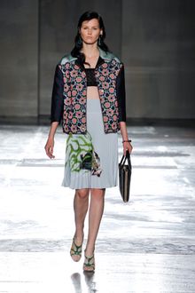 Prada Spring 2012 Car Print Knife Pleated Skirt  - Lyst