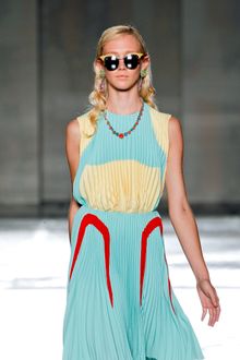 Prada Spring 2012 Gathered Waist Knife Pleated Cocktail Dress - Lyst
