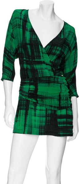Thakoon Abstract Plaid Wrap Dress - Lyst
