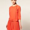 Asos Collection Asos Dress with Pleated Skirt in Orange - Lyst