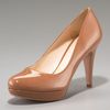 Prada Patent Midheel Pump in Blue - Lyst