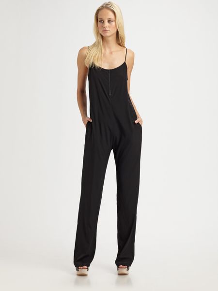 T By Alexander Wang Silk Romper in Black - Lyst