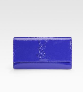 Yves Saint Laurent Ysl Large Patent Leather Clutch - Lyst