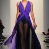 Bottega Veneta Spring 2012 Sheer Layered Pleated Gown With Deep Decolletage In Purple And Black in Purple (black, purple) - Lyst
