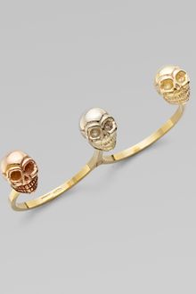 Delfina Delettrez 18k Gold Triple Skull Ring - Lyst