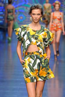 Dolce & Gabbana Spring 2012 Multicolor Vegetable Print High Waisted Mini Shorts - Lyst