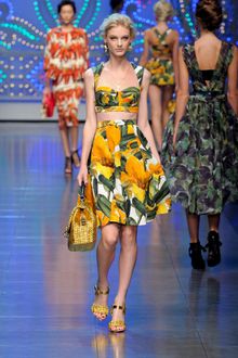 Dolce & Gabbana Spring 2012 Vegetable Print High Waisted Flare Skirt  - Lyst